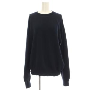 シルク混 コットン ニット カットソー 長袖 4 ネイビー 紺 231-11305 /G25