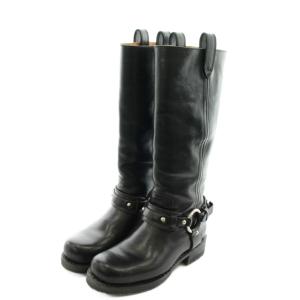 RALPH LAUREN ロングブーツ ヒール レザー 6.5 黒 ブラック /AN20