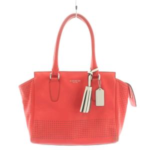 トートバッグ ハンドバッグ ショルダーバッグ タッセル パンチング レザー サーモンピンク 22388