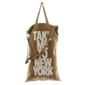 TAKE ME TO NY BAG ショルダーバッグ ハンドバッグ 2way ロゴ キャンバス 茶 ブラウン