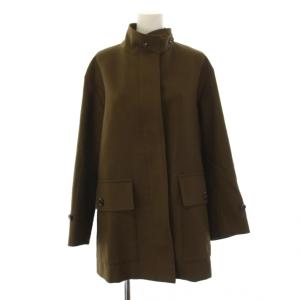MILLED SERGE スタンドカラーコート ミドル丈 ウール 1 カーキ 578-0212606 /BM15