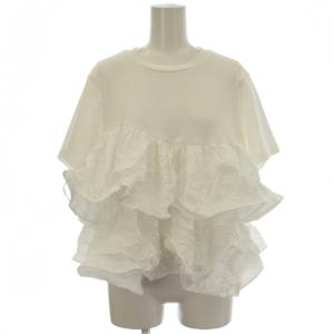 26SS T-Shirt w Ruffled Hem Tシャツ カットソー 半袖 フリル 36 白 ホワイト