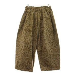 26SS レオパード ツイル ワークパンツ ワイド イージー タック クロップド ヒョウ柄 茶 ブラウン