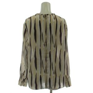 theory luxe ブラウス カットソー 38 ベージュ 白 長袖 クルーネック 総柄 /GG