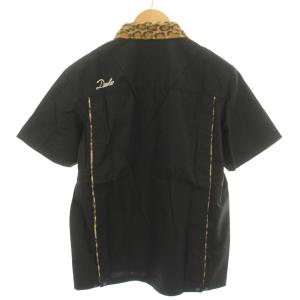 WTAPS デュード DUDE シャツ 半袖 襟アニマル柄 ヒョウ柄 レオパード柄 ロゴ刺繍 M 黒 ブラック ベージュ