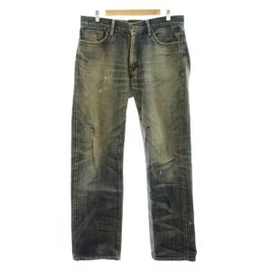 Washed Mid Denim デニムパンツ ジーンズ ジップフライ USED加工 ペイント加工 M