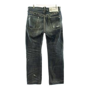 NEIGHBORHOOD GLORY SAVAGE MID 14OZ-PT デニムパンツ ジーンズ ジップフライ ダメージ加工 リペア加工