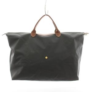 Longchamp プリアージュ トラベルバッグ L トートバッグ ハンドバッグ ナイロン レザー チャコールグレー 茶 ブラウン