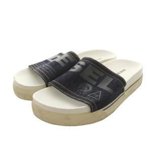 サンダル デニム ロゴ 25cm 紺 ネイビー 白 ホワイト /AN