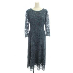 18AW レースワンピース 36 ロング丈 青 /JP43