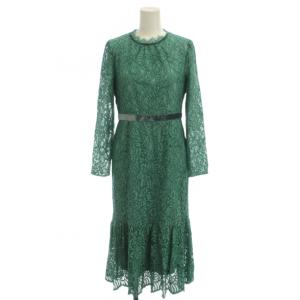 22AW レースワンピース 0 ロング丈 緑 長袖 /JP56