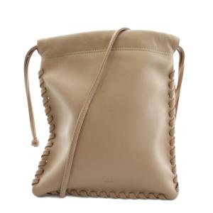 WELLS MINI MINI ショルダーバッグ 巾着 レザー ピンクベージュ /AN