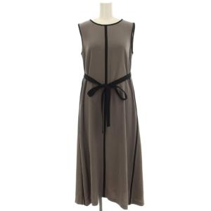 21SS ノースリーブ ワンピース ロング 36 グレー 黒 0221235147 /G24