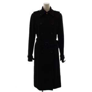 トレンチコート ロング カシミヤ 36 黒 ブラック ダブルブレスト 長袖 /RR