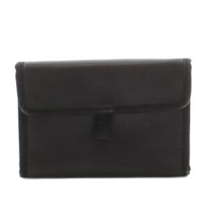 三つ折り 財布 ウォレット レザー ナイロン マジックテープ 黒 ブラック /KU
