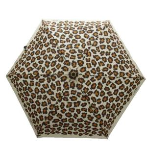 雨傘 折りたたみ傘 ヒョウ柄 レオパード ベージュ 茶 ブラウン /AN