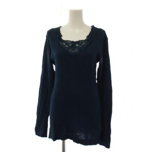 ORGANIC AI INDIGO カットソー 長袖 レース 3 ネイビー 9-01-7076 /BM