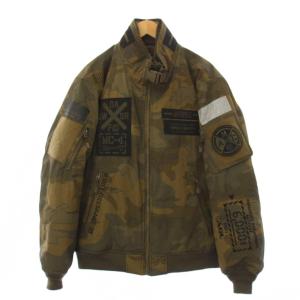 AMC MA-1 MOD フライトジャケット ジップアップ 中綿 カモフラ 迷彩 2XL ベージュ カーキ