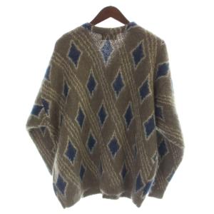JOURNAL STANDARD J.S HOMESTEAD 21AW レトロ ダイアモンド カーディガン モヘヤ M グレー 青 ブルー Vネック 長袖 /AP