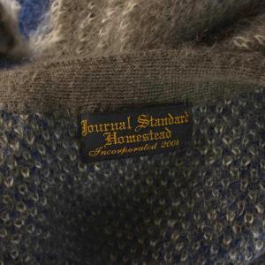 JOURNAL STANDARD J.S HOMESTEAD 21AW レトロ ダイアモンド カーディガン モヘヤ M グレー 青 ブルー Vネック 長袖 /AP