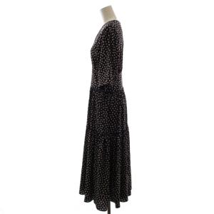 TOMORROWLAND 20SS ワンピース ロング 34 黒系 ブラック 花柄 ティアード 半袖 /RR