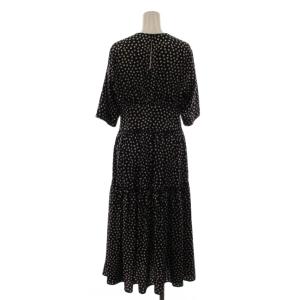 TOMORROWLAND 20SS ワンピース ロング 34 黒系 ブラック 花柄 ティアード 半袖 /RR