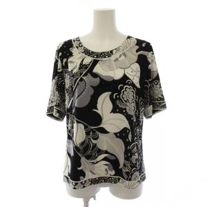 FASHION シャツ ブラウス 半袖 花柄 LL 黒 白 0159531 /BM