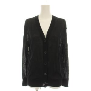 22SS セミシアー Semi Sheer Vネックカーディガン 長袖 F 黒 ブラック 22080500822010