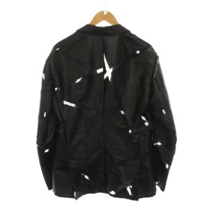 EMPORIO ARMANI シアー切替 デザイン テーラードジャケット シルク混 50 黒 ブラック /YM