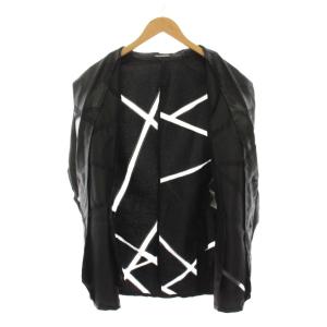 EMPORIO ARMANI シアー切替 デザイン テーラードジャケット シルク混 50 黒 ブラック /YM