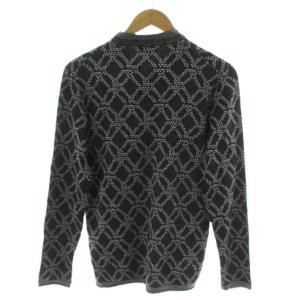 GIORGIO ARMANI ニット セーター ジャガード 総柄 長袖 ヘンリーネック 46 紺 ネイビー 3YSM21 SM40Z