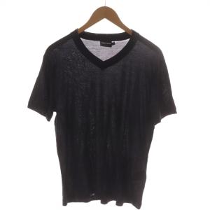 Tシャツ カットソー 52 紺 ネイビー Vネック チェック柄 半袖 /RR