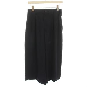ヨウジヤマモト ガウチョパンツ ワイドパンツ タック クロップド S 紺 ネイビー YO-P95-500