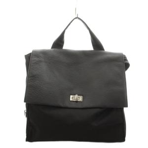 リュックサック デイバッグ 切替 ナイロン 黒 ブラック /AN