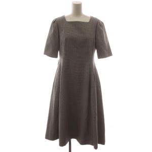 19AW トリプルクロスワンピース ひざ丈 38 白 ホワイト 黒 ブラック スクエアネック 半袖 千鳥格子