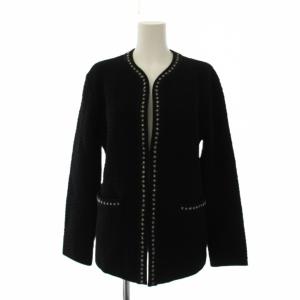 23AW splendo 3 vick ノーカラージャケット ツイード 38 ブラック
