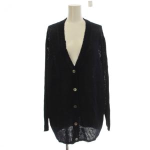 20SS カーディガン 麻 リネン 46 紺色 ネイビー Vネック 長袖 /LP