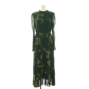 UND CALLA FLOCKY DRESS アンド カラー フロッキー ワンピース ロング M 緑 グリーン
