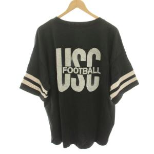 USC PRINT FOOTBALL T フットボールTシャツ カットソー 半袖 バックプリント M 黒