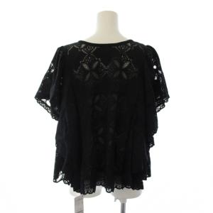SLOBE IENA 25AW レースフリルVネックブラウス シャツ 半袖 F 黒 25051912021030 /BM