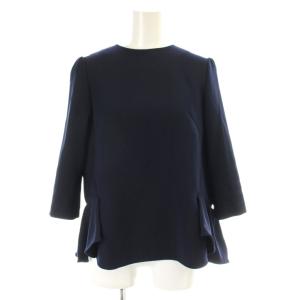 シャツ ブラウス 36 紺 ネイビー ラウンドネック 七分袖 ペプラムヘム BD1821-3N-01 /AP