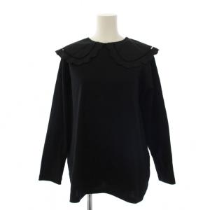 スカラップカラーロンTee コットン ブラウス シャツ 長袖 F 黒 YR2211-137AW-3 /BM