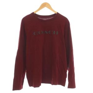 Tシャツ LARGE ボルドー ロゴプリント 長袖 ラウンドネック /LP