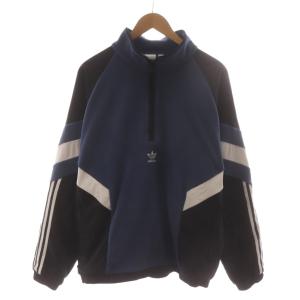 ハーフジップジャケット フリース 上着 XL 青 ブルー 黒 ブラック 長袖 /RR