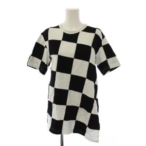 コムコム AD2024 Tシャツ カットソー 半袖 チェッカー柄 市松模様 S 黒 白 RO-T012