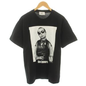 志村けん Tシャツ カットソー クルーネック 半袖 プリント M 黒 ブラック 白 ホワイト /YT