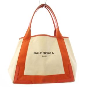 ネイビー カバ NAVY CABAS ハンドバッグ トートバッグ キャンバス ロゴ 白 アイボリー オレンジ
