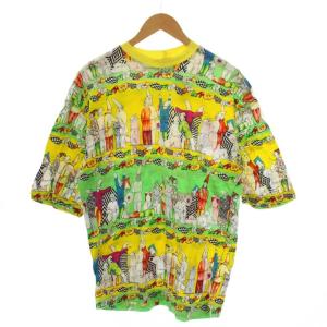 Tシャツ カットソー 半袖 クルーネック 総柄 M 黄 /BM