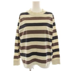 25SS カットソー Tシャツ 長袖 ボーダー 2 茶 ブラウン アイボリー 595-6169203 /HN
