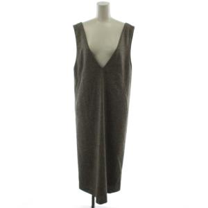 23AW シルクネップツイード ジャンパースカート ワンピース Vネック 38 ブラウン OPWOSW0510